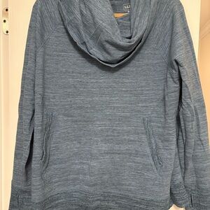 L.L. Bean Heathered Blue Cowl Neck Sweater